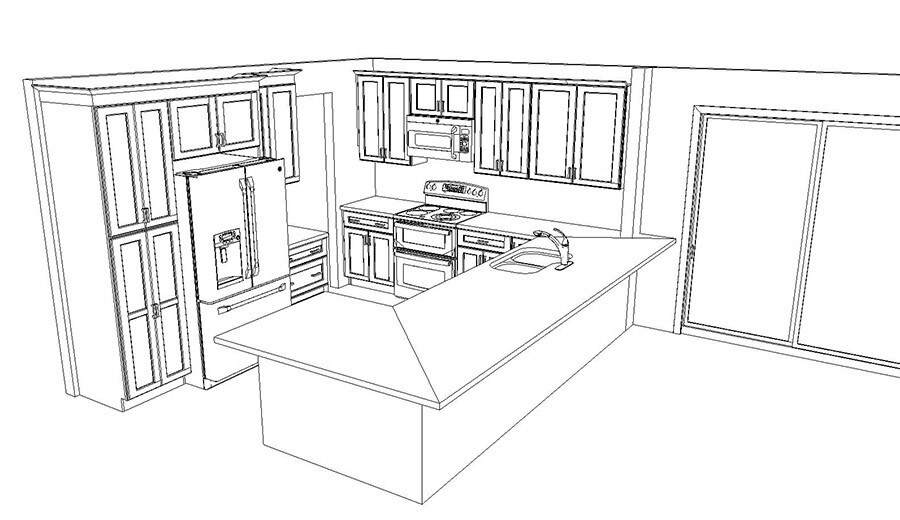 G-shaped kitchen layout
