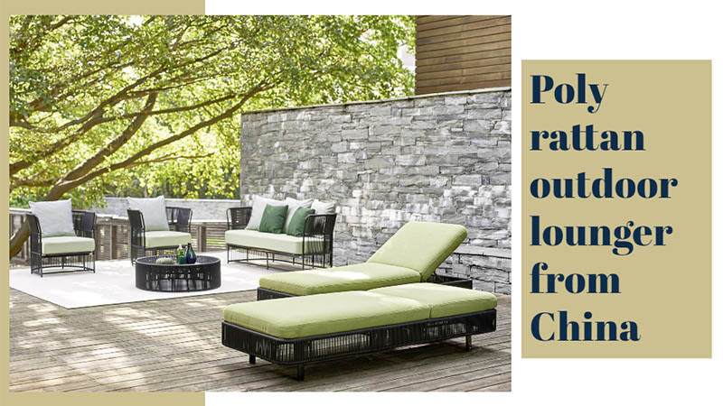 Poly rattan outdoor lounger from China