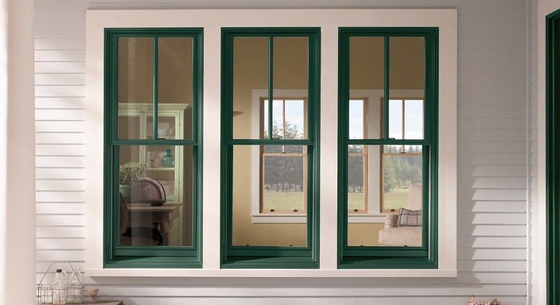 aluminum windows in shades of green