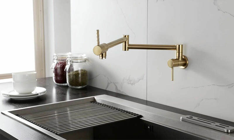 Wall-mounted kitchen faucets