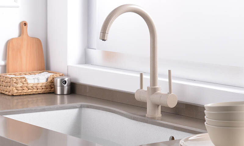 beige kitchen faucet design