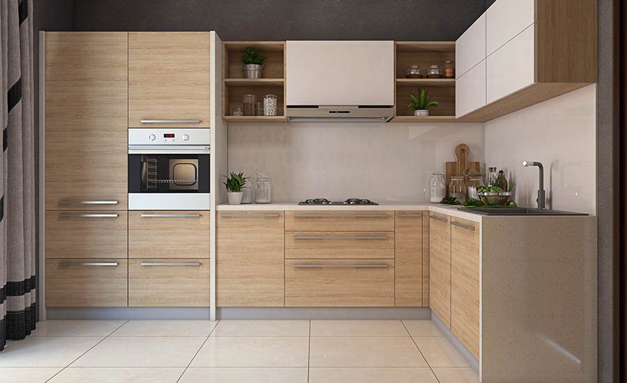 small L-shaped kitchen cabinets